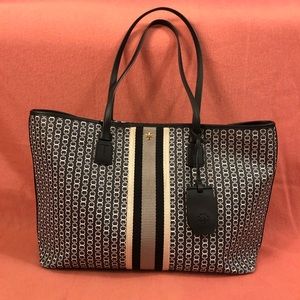 Tory Burch Gemini Link Coated Canvas Tote in Black